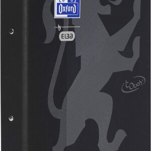 Caiet mecanic cu 2 inele, OXFORD School Touch, A4, carton color soft touch, cotor 45mm - negru