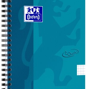 Caiet cu spirala, OXFORD School Touch, A5, 70 file-90g/mp, 4 perf, coperta carton turcoaz - mate