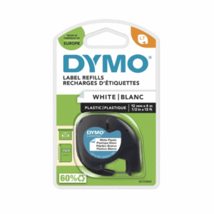 Banda Dymo LETRATAG ( 12mm x 4 mm ), plastic, text: negru/ fond: alb (91221)