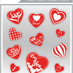 Stickere decorative, 2 file/set, TANEX Kids - inimi - argintii, TNX 341