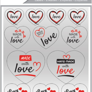 Stickere decorative, 2 file/set, TANEX Kids - inimi - argintii, TNX 343