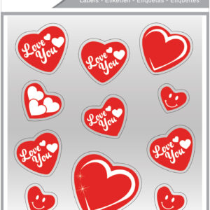 Stickere decorative, 2 file/set, TANEX Kids - inimi - argintii, TNX 344