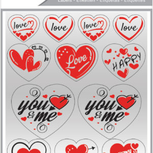 Stickere decorative, 2 file/set, TANEX Kids - inimi - argintii, TNX 346