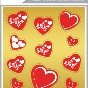 Stickere decorative, 2 file/set, TANEX Kids - inimi - aurii, TNX 353