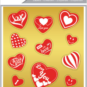 Stickere decorative, 2 file/set, TANEX Kids - inimi - aurii, TNX 354