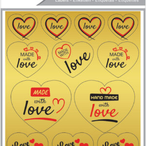 Stickere decorative, 2 file/set, TANEX Kids - inimi - aurii, TNX 355