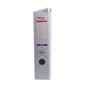 Biblioraft A4, plastifiat PP/PP, margine metalica, 75 mm, Optima Premium - alb