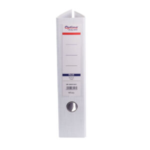 Biblioraft A4, plastifiat PP/paper, margine metalica, 75 mm, Optima Classic - alb