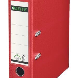 Biblioraft LEITZ 180, PP, partial reciclat, FSC, A4, 80 mm, rosu