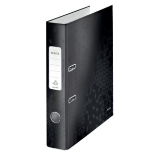 Biblioraft Leitz 180 WOW, carton laminat, partial reciclat, FSC, A4, 52 mm, negru