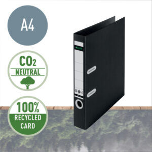 Biblioraft Leitz 180 Recycle, carton reciclat, A4, 50 mm, negru