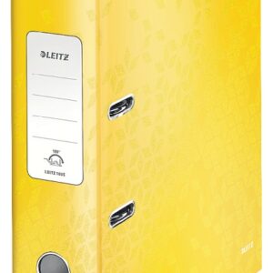 Biblioraft Leitz 180 WOW, carton laminat, partial reciclat, FSC, A4, 80 mm, galben