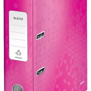 Biblioraft LEITZ 180 WOW, carton laminat, partial reciclat, FSC, A4, 80 mm, roz