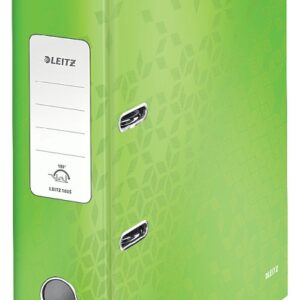 Biblioraft LEITZ 180 WOW, carton laminat, partial reciclat, FSC, A4, 80 mm, verde