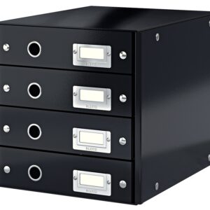 Cabinet cu sertare LEITZ WOW Click & Store, 4 sertare, carton laminat, A4, negru