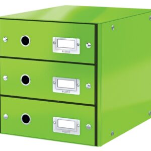 Cabinet cu sertare Leitz WOW Click & Store, 3 sertare, carton laminat, A4, verde