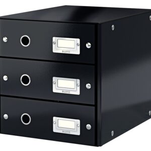 Cabinet cu sertare Leitz WOW Click & Store, 3 sertare, carton laminat, A4, negru