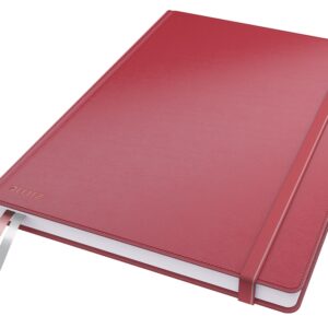 Caiet de birou Leitz Complete, coperta dura, FSC, reciclabil, A4, 80 coli, dictando, rosu