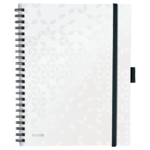 Caiet de birou Leitz WOW Be Mobile, PP, FSC, reciclabil, A4, 80 coli, cu spira, dictando, alb