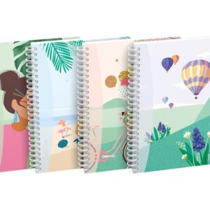 Caiet cu spirala, OXFORD Horizons, A5, 60 file-90g/mp, Scribzee, coperta carton assorted design-dict