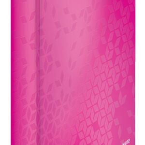 Caiet mecanic LEITZ WOW, carton laminat, partial reciclat, FSC, A4, mecanism 4DR, inel 25 mm, roz