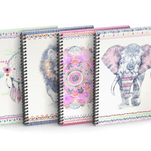 Caiet cu spirala, OXFORD Boho Chic, A4+, 60 file-90g/mp, Scribzee, coperta carton rigid-dictando-aso