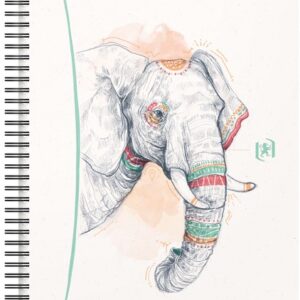 Caiet cu spirala, OXFORD Boho Spirit, A5, 60 file-90g/mp, Scribzee, coperta carton elephant-dictando