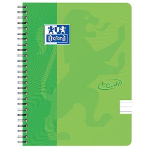 Caiet cu spirala, OXFORD School Touch, A5, 70 file-90g/mp, 4 perf, coperta carton verde lime-dictand