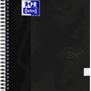 Caiet cu spirala, OXFORD School Touch, A4, 70 file-90g/mp, 4 perf, coperta carton negru - mate