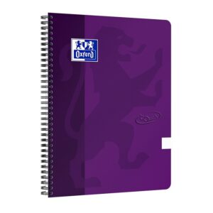 Caiet cu spirala, OXFORD School Touch, A4, 70 file-90g/mp, 4 perf, coperta carton mov - velin