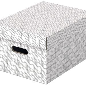 Cutie depozitare Esselte Recycled, carton, 100% reciclat, FSC, 36x26x20 cm, cu capac, 3 buc/set, alb