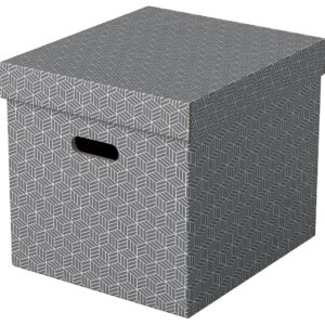 Cutie depozitare Esselte Recycled, carton, 100% reciclat, FSC, 36x32x31 cm, cu capac, 3 buc/set, gri
