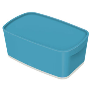 Cutie depozitare LEITZ Cosy MyBox, PS, cu capac, 31x12x19 cm, albastru celest