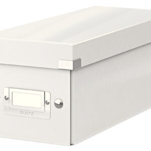 Cutie depozitare Leitz WOW Click & Store, carton laminat, pliabila, cu capac, 14x13x35 cm, alb