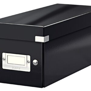 Cutie depozitare Leitz WOW Click & Store, carton laminat, pliabila, cu capac, 14x13x35 cm, negru