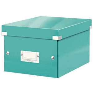 Cutie depozitare LEITZ WOW Click & Store, carton laminat, mica, turcoaz