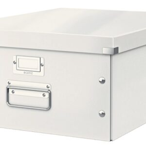 Cutie depozitare LEITZ WOW Click & Store, carton laminat, mare, alb