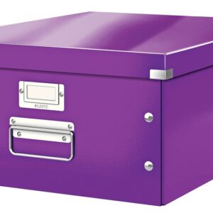 Cutie depozitare LEITZ WOW Click & Store, carton laminat, mare, mov
