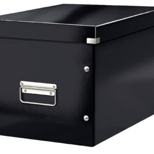 Cutie depozitare LEITZ WOW Click & Store, carton laminat, Cub, mare, negru