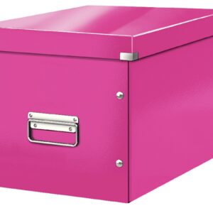 Cutie depozitare LEITZ WOW Click & Store, carton laminat, Cub, mare, roz