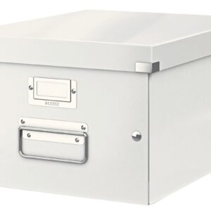 Cutie depozitare LEITZ WOW Click & Store, carton laminat, medie, alb