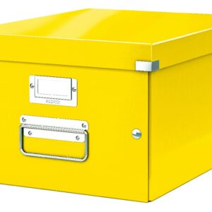 Cutie depozitare LEITZ WOW Click & Store, carton laminat, medie, galben