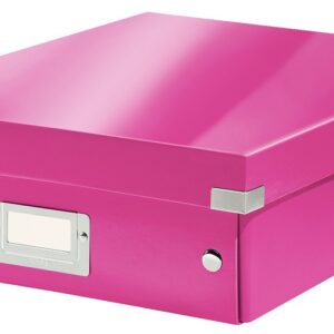 Cutie depozitare LEITZ WOW Click & Store Organizer, carton laminat, medie, roz