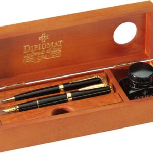 Cutie din lemn pentru instrumente de scris, calimara inclusa, Diplomat - cherry wood