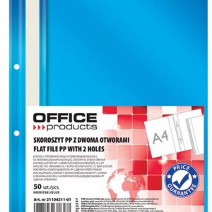 Dosar plastic PP cu sina, cu gauri, grosime 100/170microni, 50 buc/set, Office Products - albastru