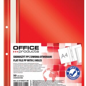 Dosar plastic PP cu sina, cu gauri, grosime 100/170 microni, 50 buc/set, Office products - rosu