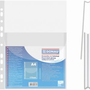 Folie protectie documente A4, cu burduf 20mm, PP - 170 microni, cu clapa verticala, 12/set, DONAU