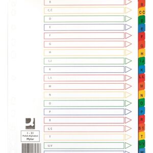 Index carton alb Mylar alfabetic A-Z, margine PP color, A4, 170g/mp, Q-Connect