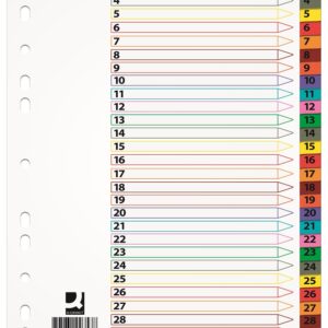 Index carton alb Mylar numeric 1-31, margine PP color, A4, 170g/mp, Q-Connect