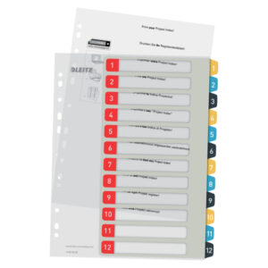 Index LEITZ Cosy, imprimabil, PP, A4, 1-12, multicolor